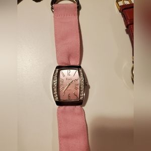 Focci rhinestone watch with pink ribbon band